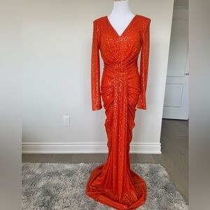 Portia and Scarlett Vibrant Orange Long Sleeve Dress